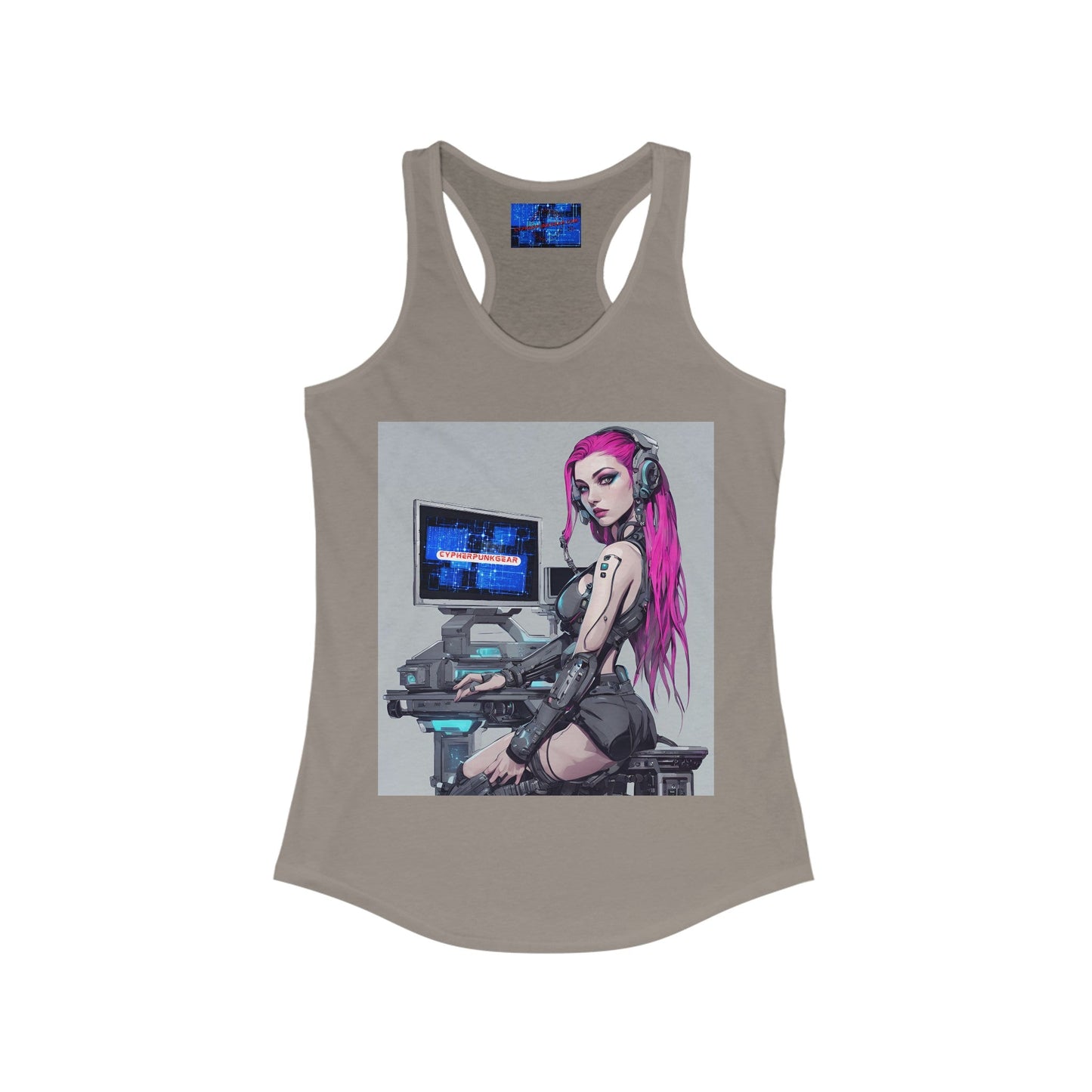 Netrunner Cyberpunk Women's Racerback Tank Top by cypherpunkgear – cypherpunkgear.com | Cypherpunk Merch