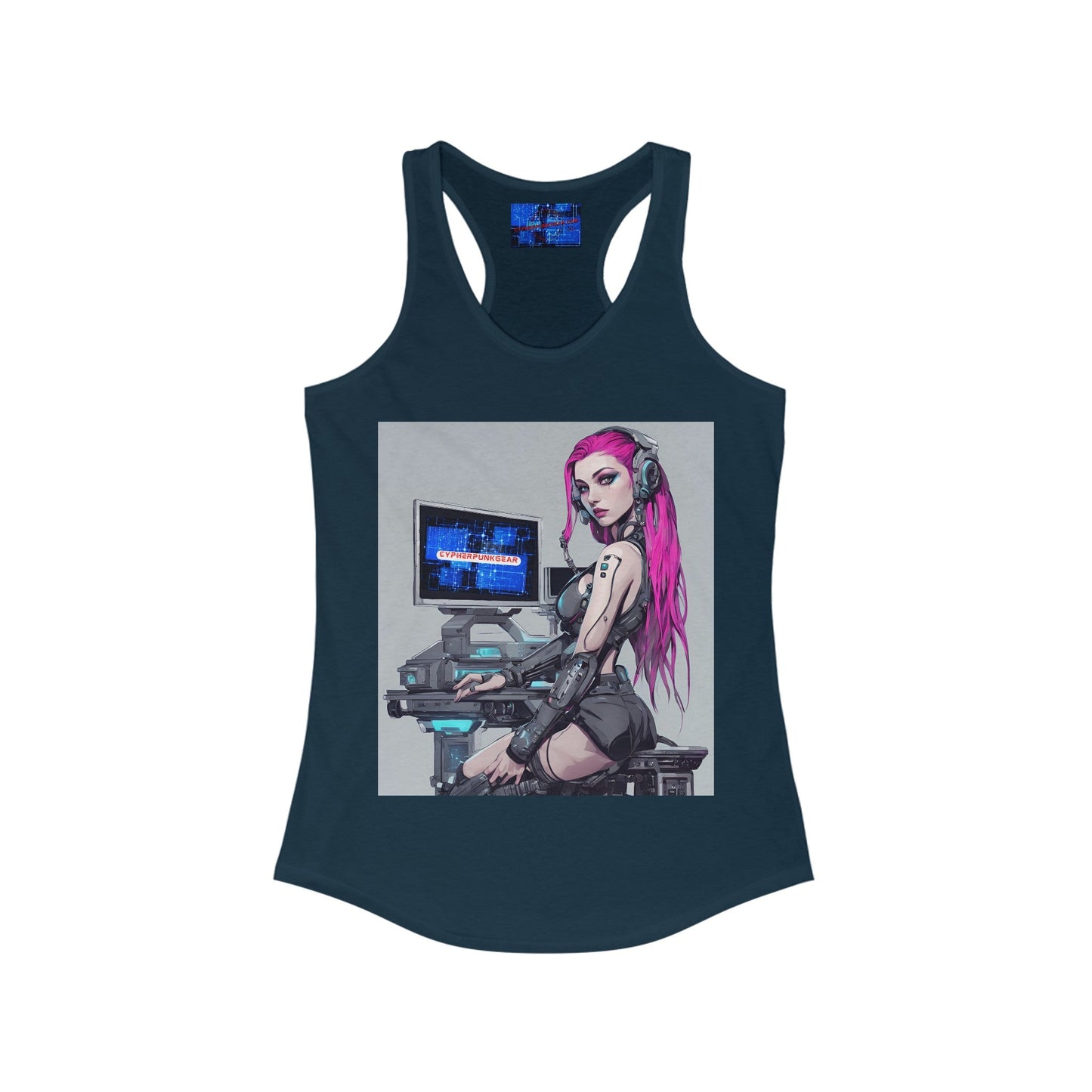 Netrunner Cyberpunk Women's Racerback Tank Top by cypherpunkgear – cypherpunkgear.com | Cypherpunk Merch