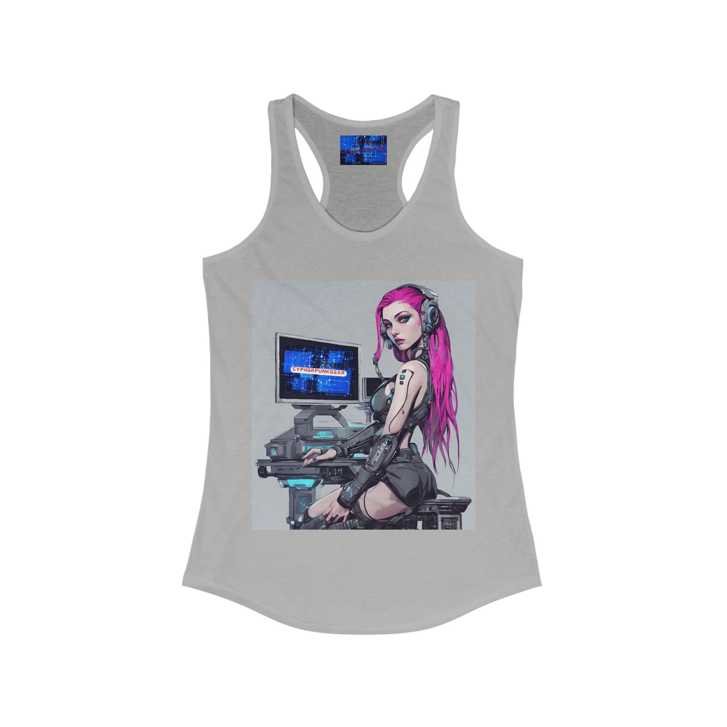 Netrunner Cyberpunk Women's Racerback Tank Top by cypherpunkgear – cypherpunkgear.com | Cypherpunk Merch