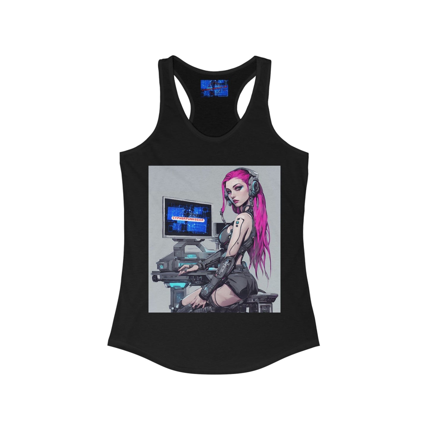 Netrunner Cyberpunk Women's Racerback Tank Top by cypherpunkgear – cypherpunkgear.com | Cypherpunk Merch