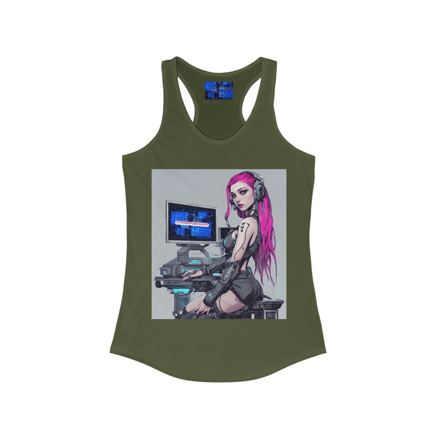 Netrunner Cyberpunk Women's Racerback Tank Top by cypherpunkgear – cypherpunkgear.com | Cypherpunk Merch