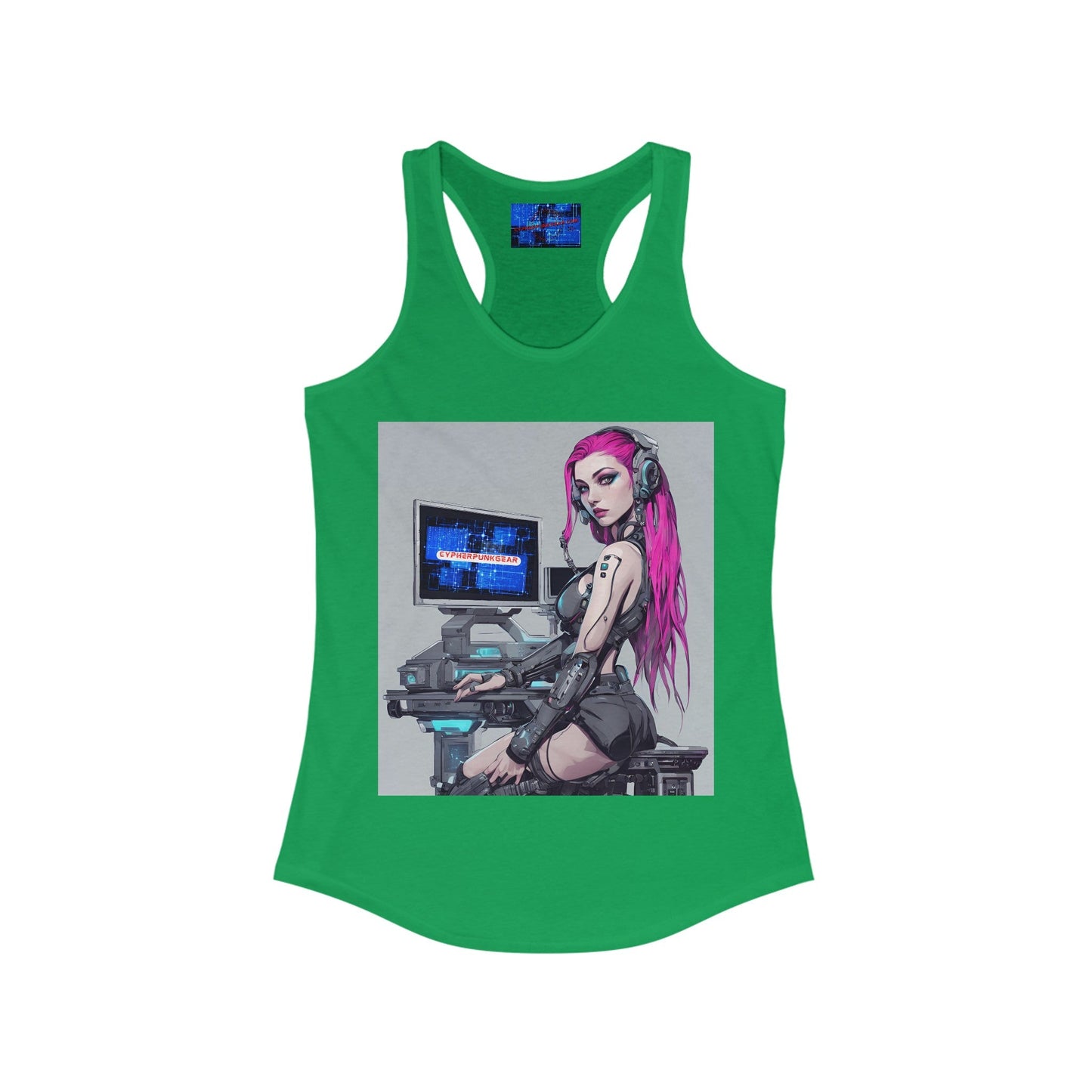 Netrunner Cyberpunk Women's Racerback Tank Top by cypherpunkgear – cypherpunkgear.com | Cypherpunk Merch