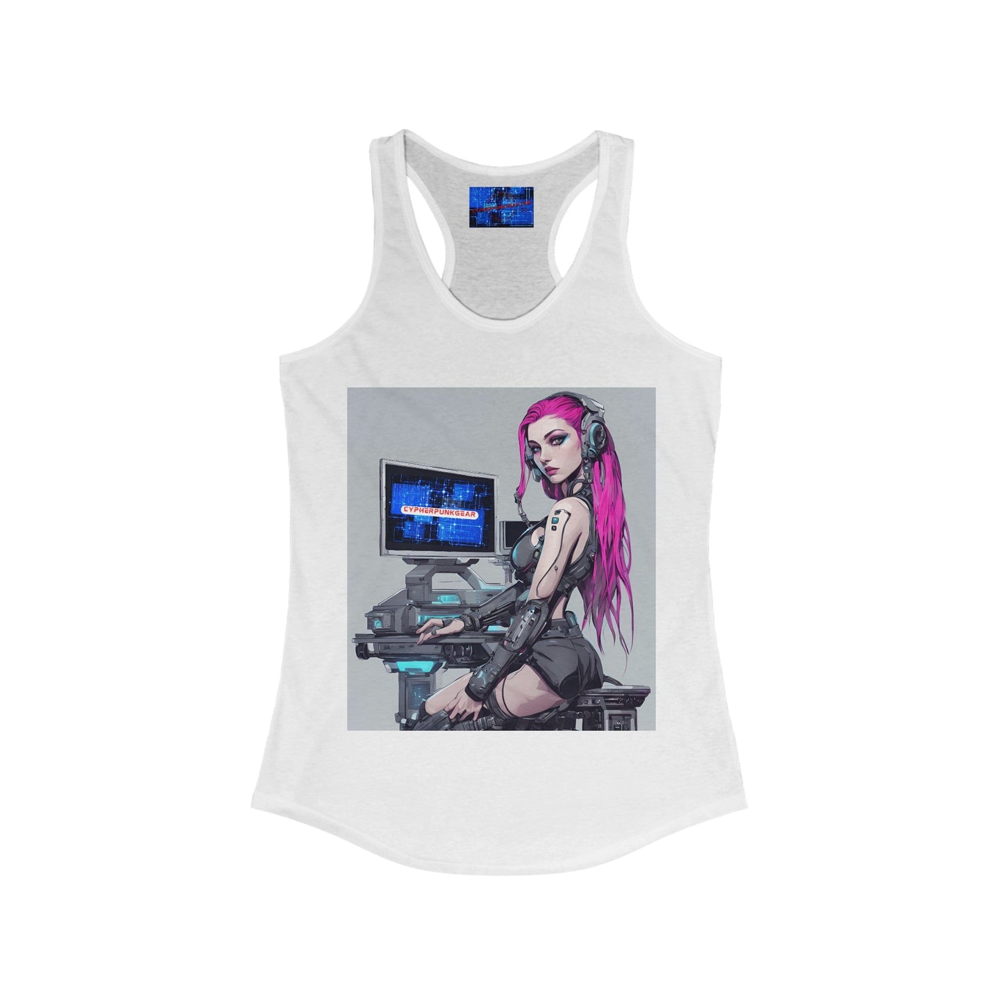 Netrunner Cyberpunk Women's Racerback Tank Top by cypherpunkgear – cypherpunkgear.com | Cypherpunk Merch