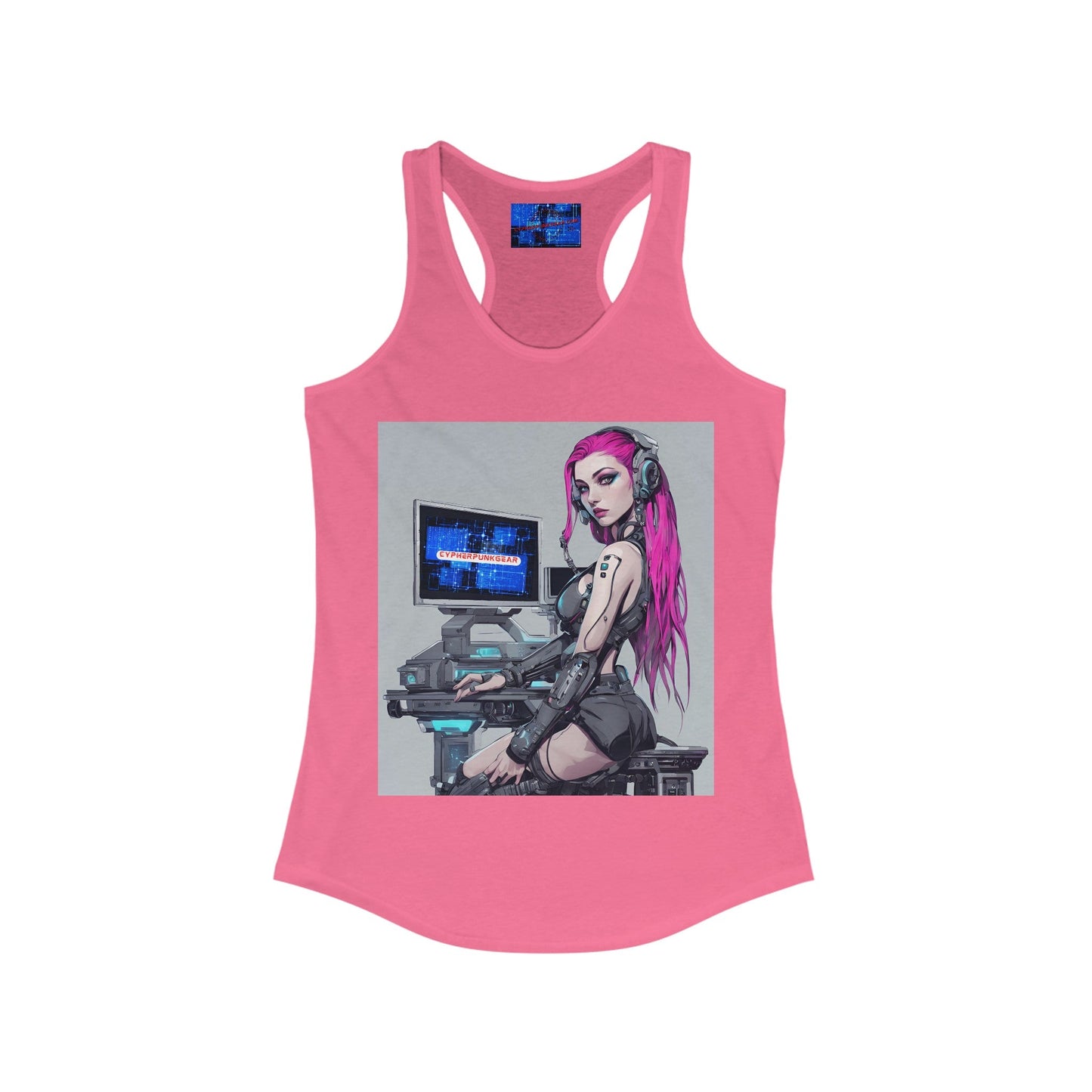 Netrunner Cyberpunk Women's Racerback Tank Top by cypherpunkgear – cypherpunkgear.com | Cypherpunk Merch