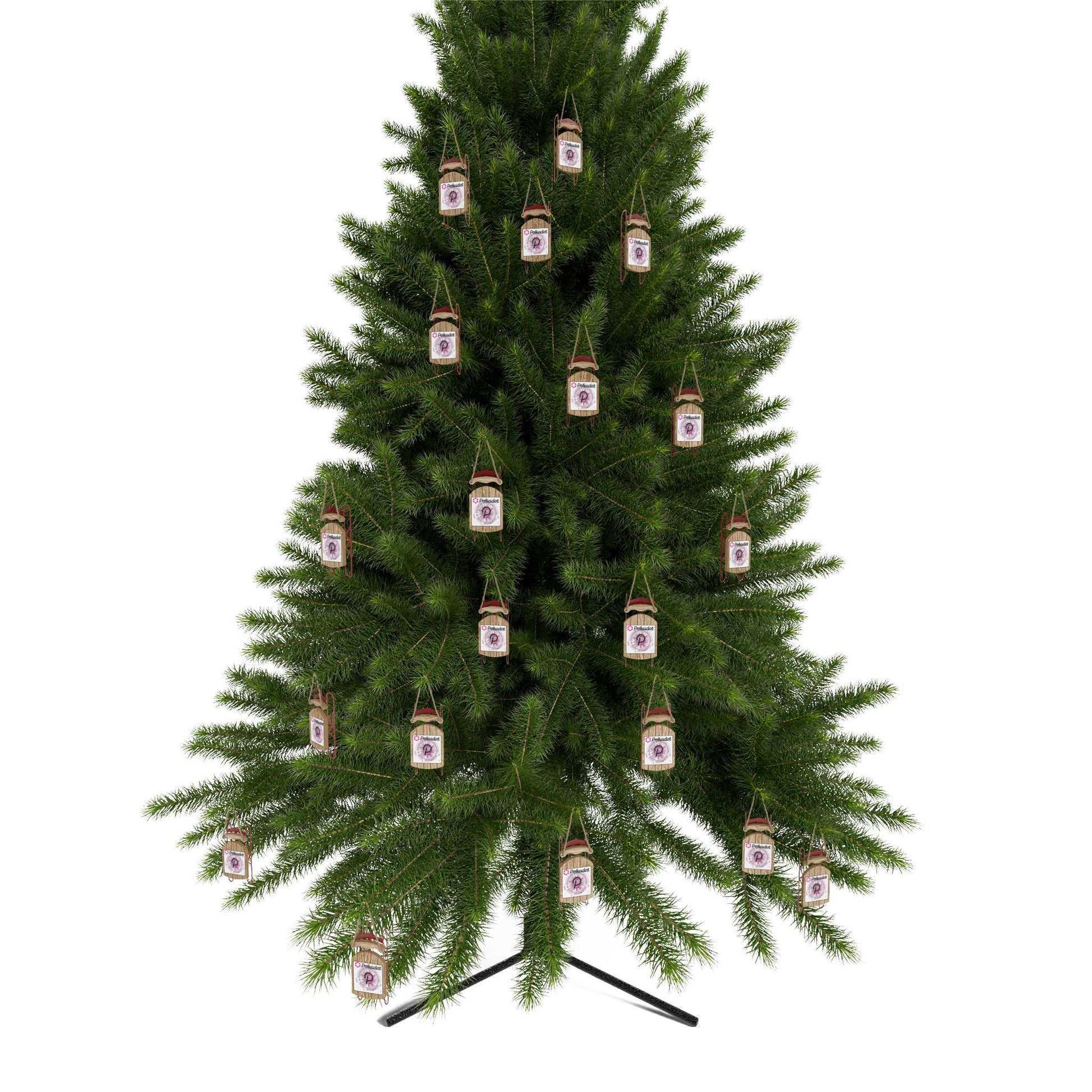 Polkadot (DOT) White BG Sled Ornament by cypherpunkgear – cypherpunkgear.com | Cypherpunk Merch