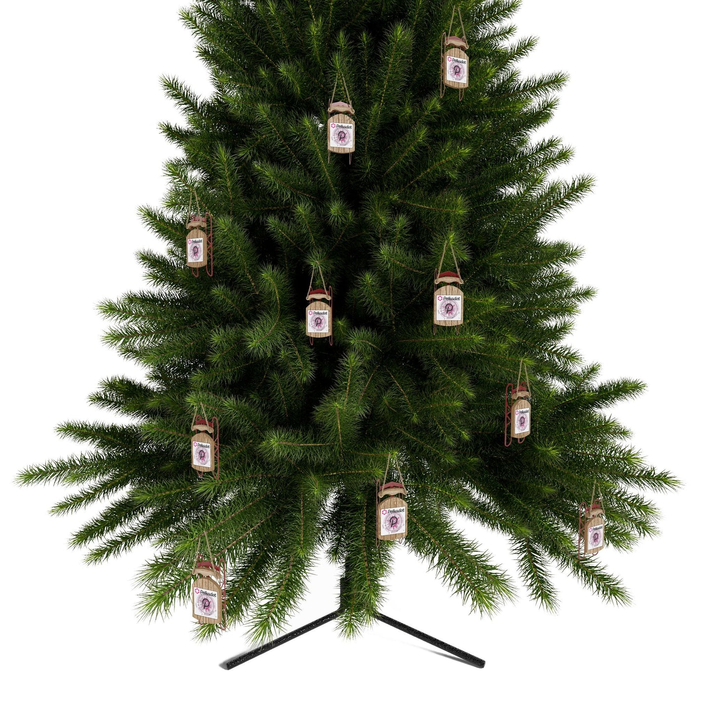 Polkadot (DOT) White BG Sled Ornament by cypherpunkgear – cypherpunkgear.com | Cypherpunk Merch