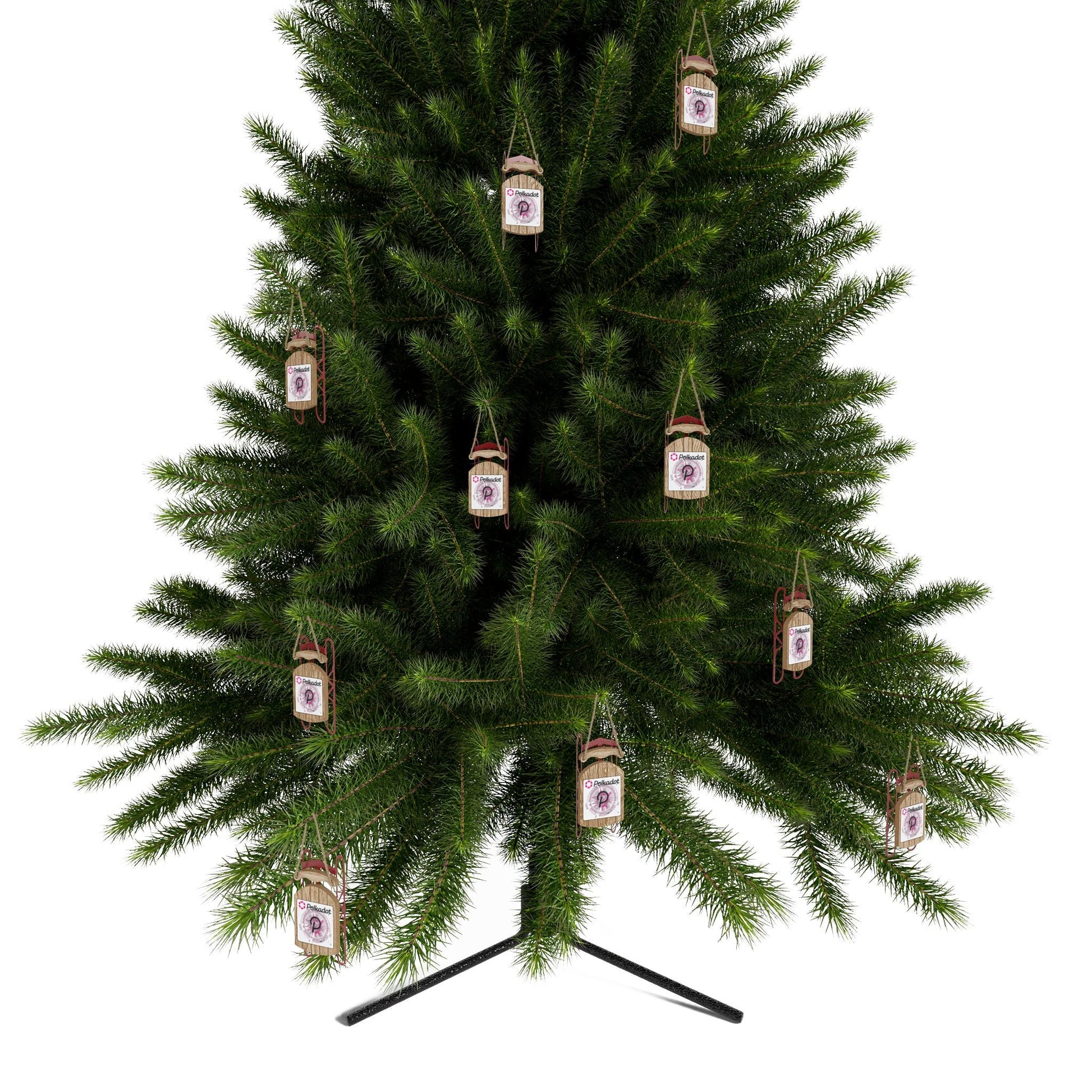 Polkadot (DOT) White BG Sled Ornament by cypherpunkgear – cypherpunkgear.com | Cypherpunk Merch
