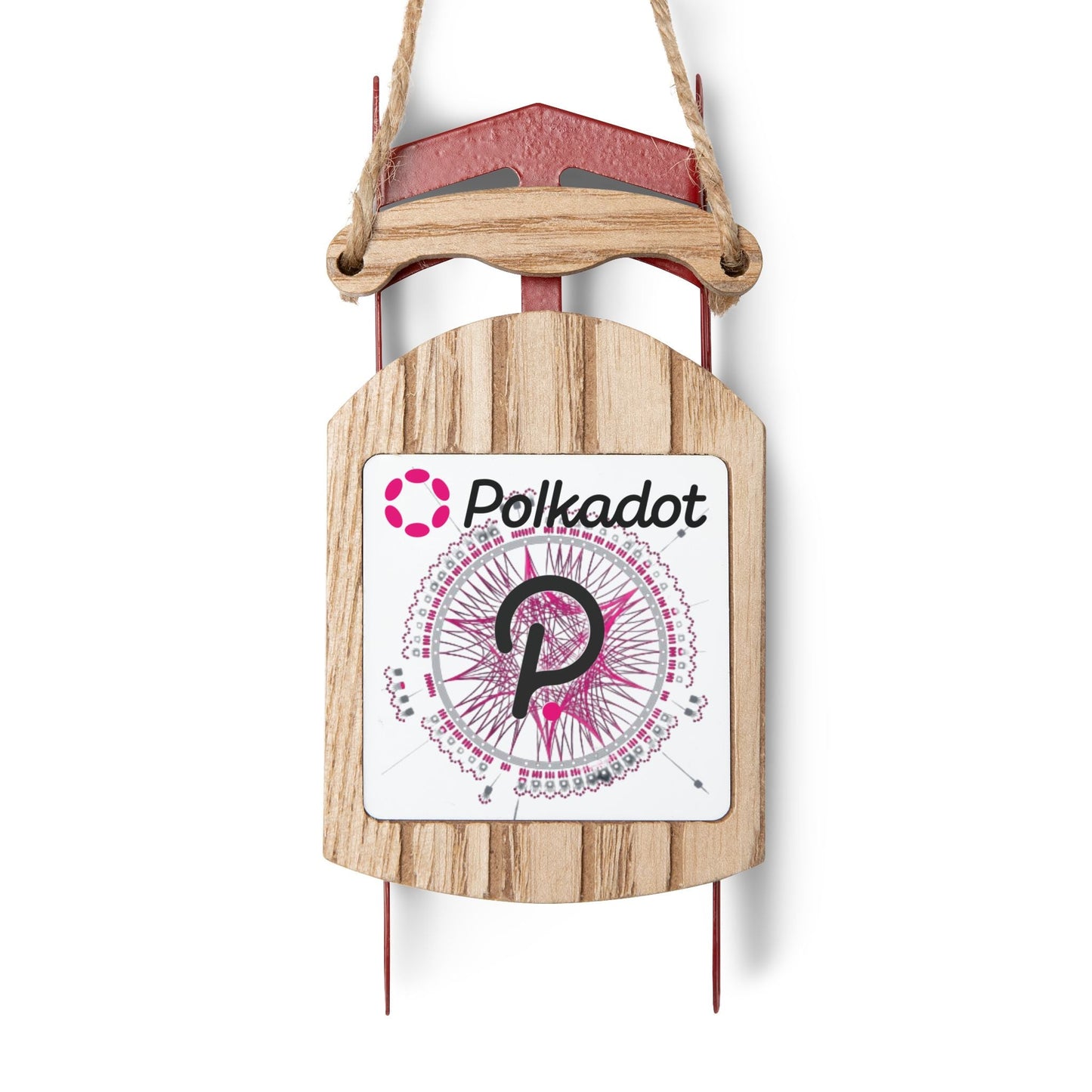Polkadot (DOT) White BG Sled Ornament by cypherpunkgear – cypherpunkgear.com | Cypherpunk Merch