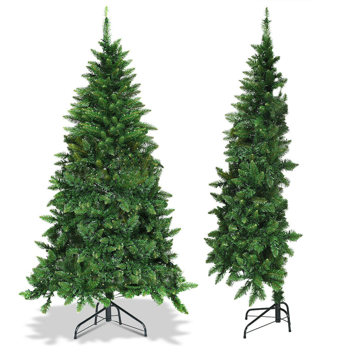 Pre-Lit Artificial Half National Christmas Tree with 8 Flash Modes