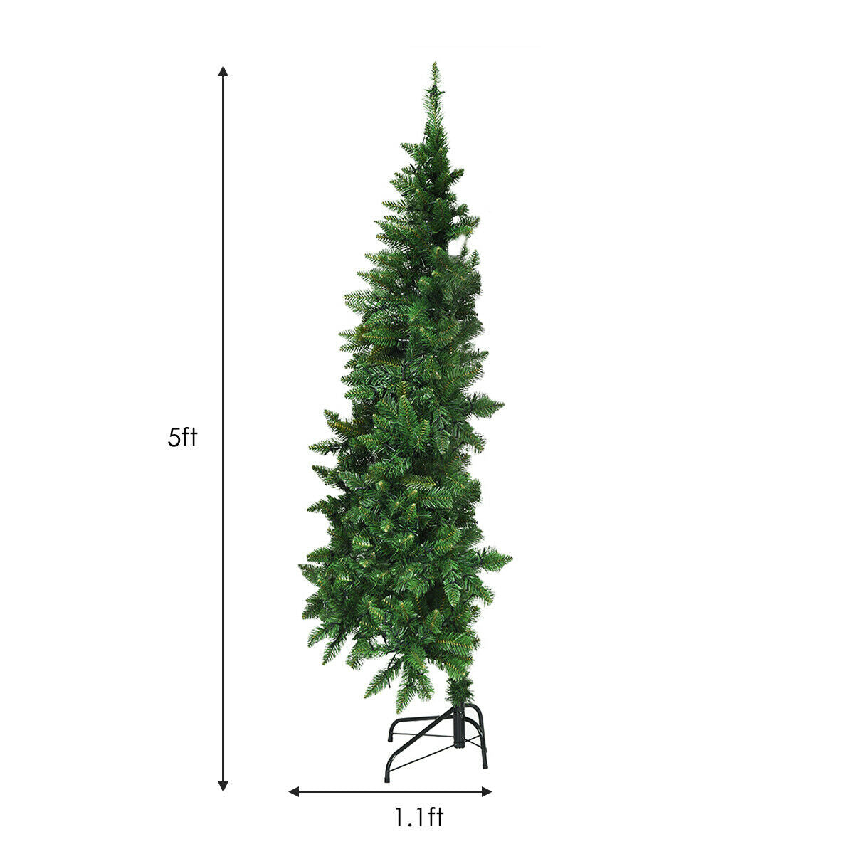 Pre-Lit Artificial Half National Christmas Tree with 8 Flash Modes