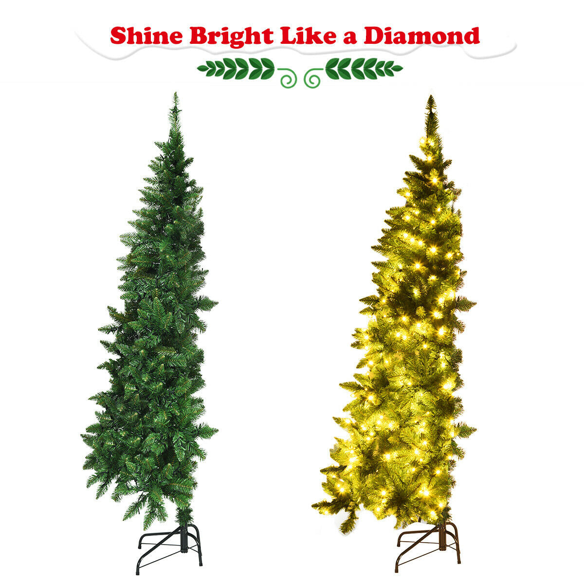 Pre-Lit Artificial Half National Christmas Tree with 8 Flash Modes