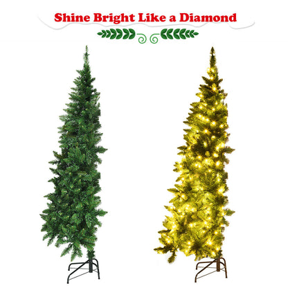 Pre-Lit Artificial Half National Christmas Tree with 8 Flash Modes