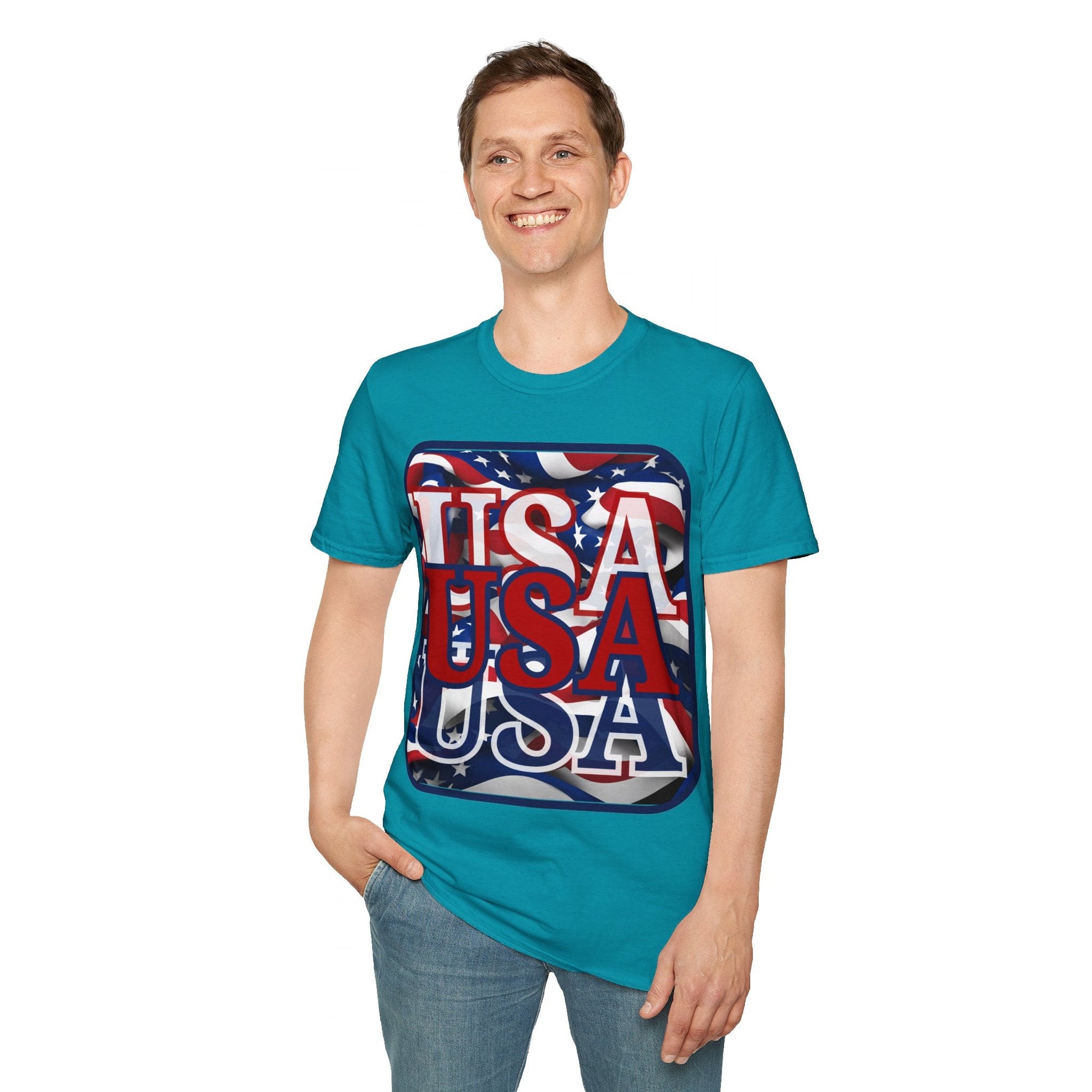 RED White and Blue USA Patriot DKcolors Unisex T-Shirt by cypherpunkgear – cypherpunkgear.com | Cypherpunk Merch