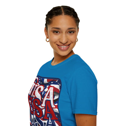 RED White and Blue USA Patriot DKcolors Unisex T-Shirt by cypherpunkgear – cypherpunkgear.com | Cypherpunk Merch