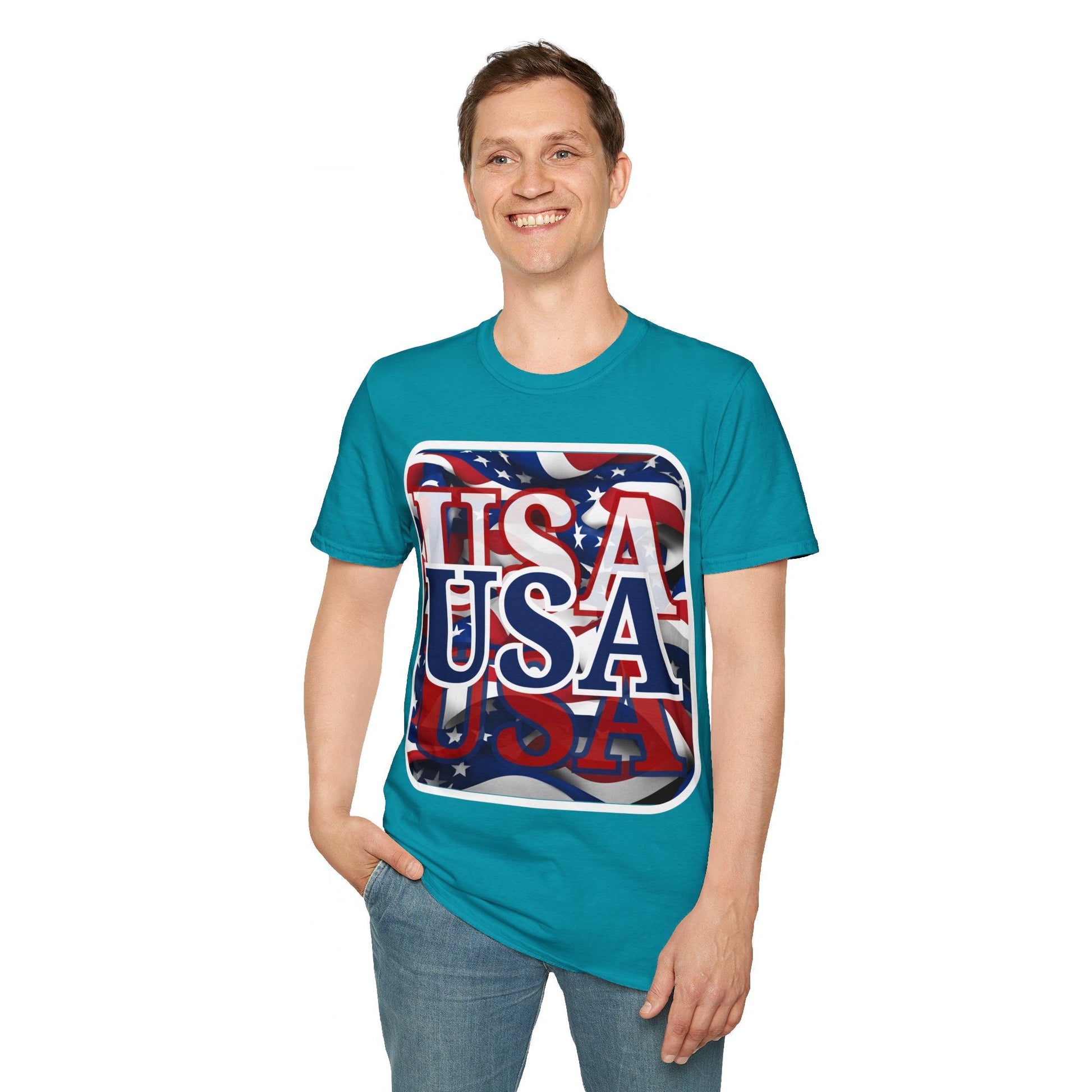 Red White and BLUE USA Patriot DKcolors Unisex T-Shirt by cypherpunkgear – cypherpunkgear.com | Cypherpunk Merch