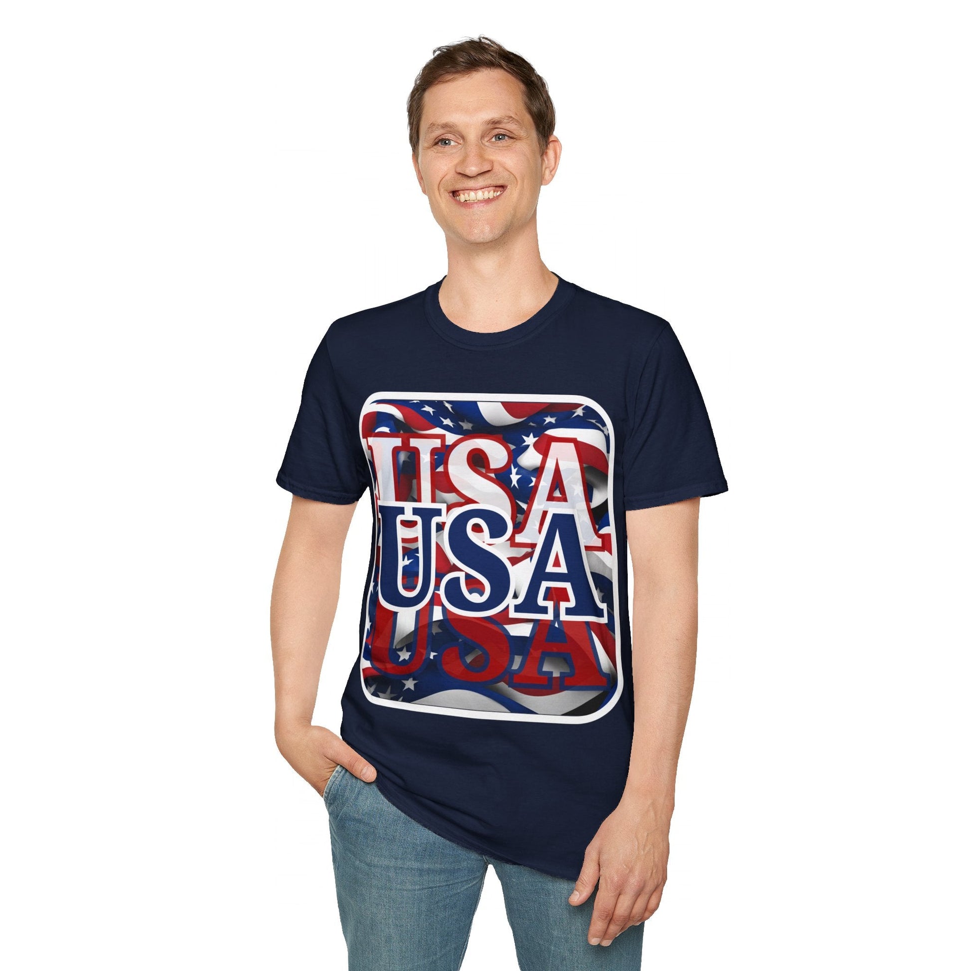 Red White and BLUE USA Patriot DKcolors Unisex T-Shirt by cypherpunkgear – cypherpunkgear.com | Cypherpunk Merch