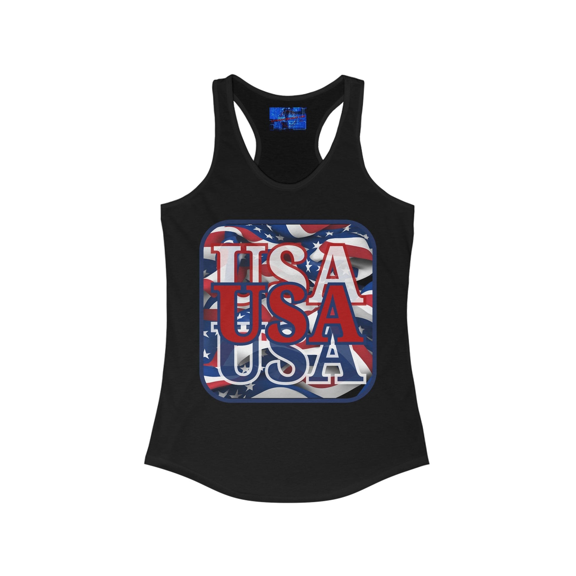 RED White and Blue USA Patriot Women's Racerback Tank Top by cypherpunkgear – cypherpunkgear.com | Cypherpunk Merch