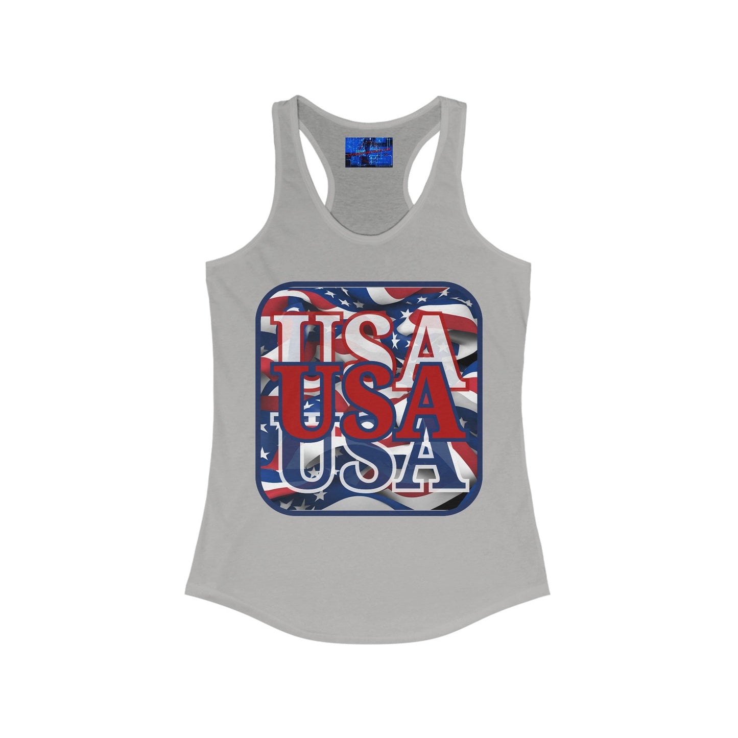 RED White and Blue USA Patriot Women's Racerback Tank Top by cypherpunkgear – cypherpunkgear.com | Cypherpunk Merch