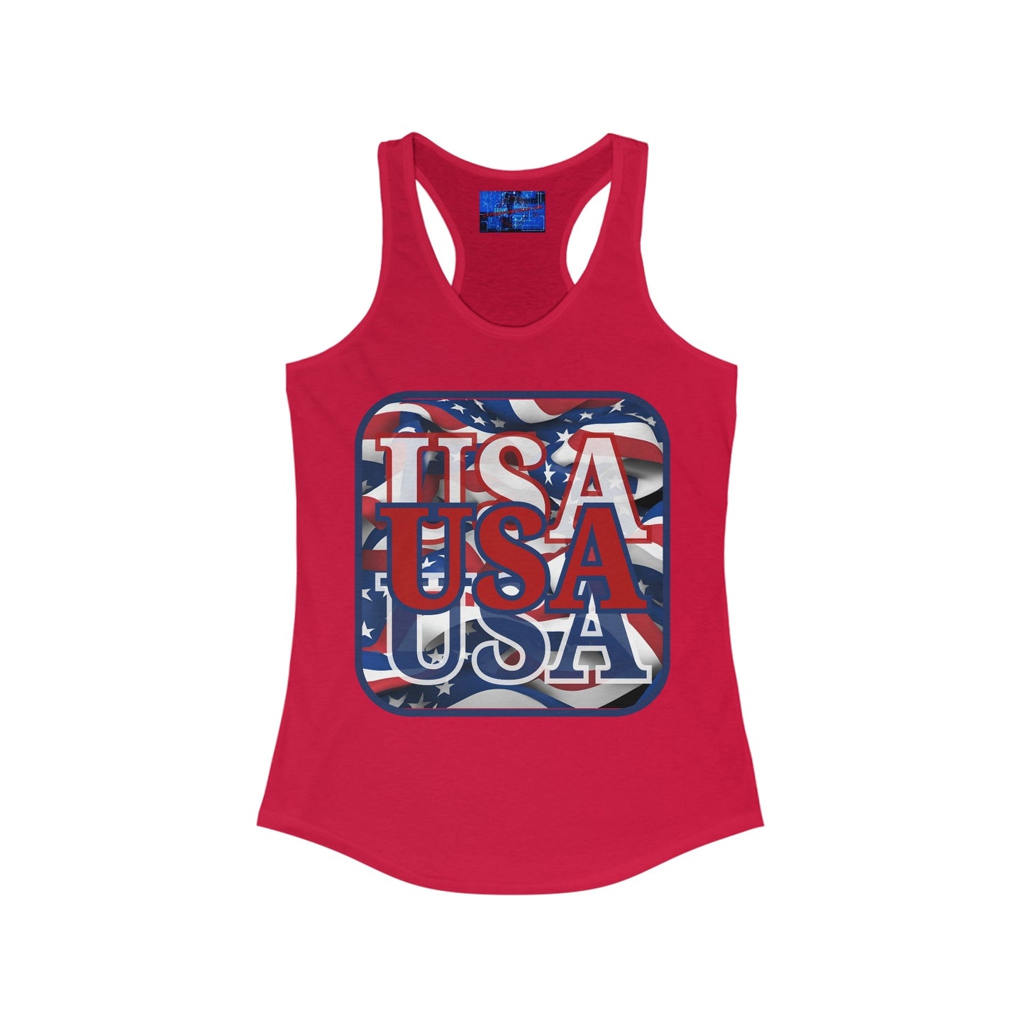 RED White and Blue USA Patriot Women's Racerback Tank Top by cypherpunkgear – cypherpunkgear.com | Cypherpunk Merch