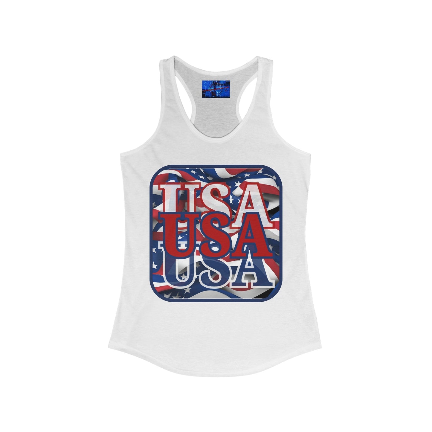 RED White and Blue USA Patriot Women's Racerback Tank Top by cypherpunkgear – cypherpunkgear.com | Cypherpunk Merch