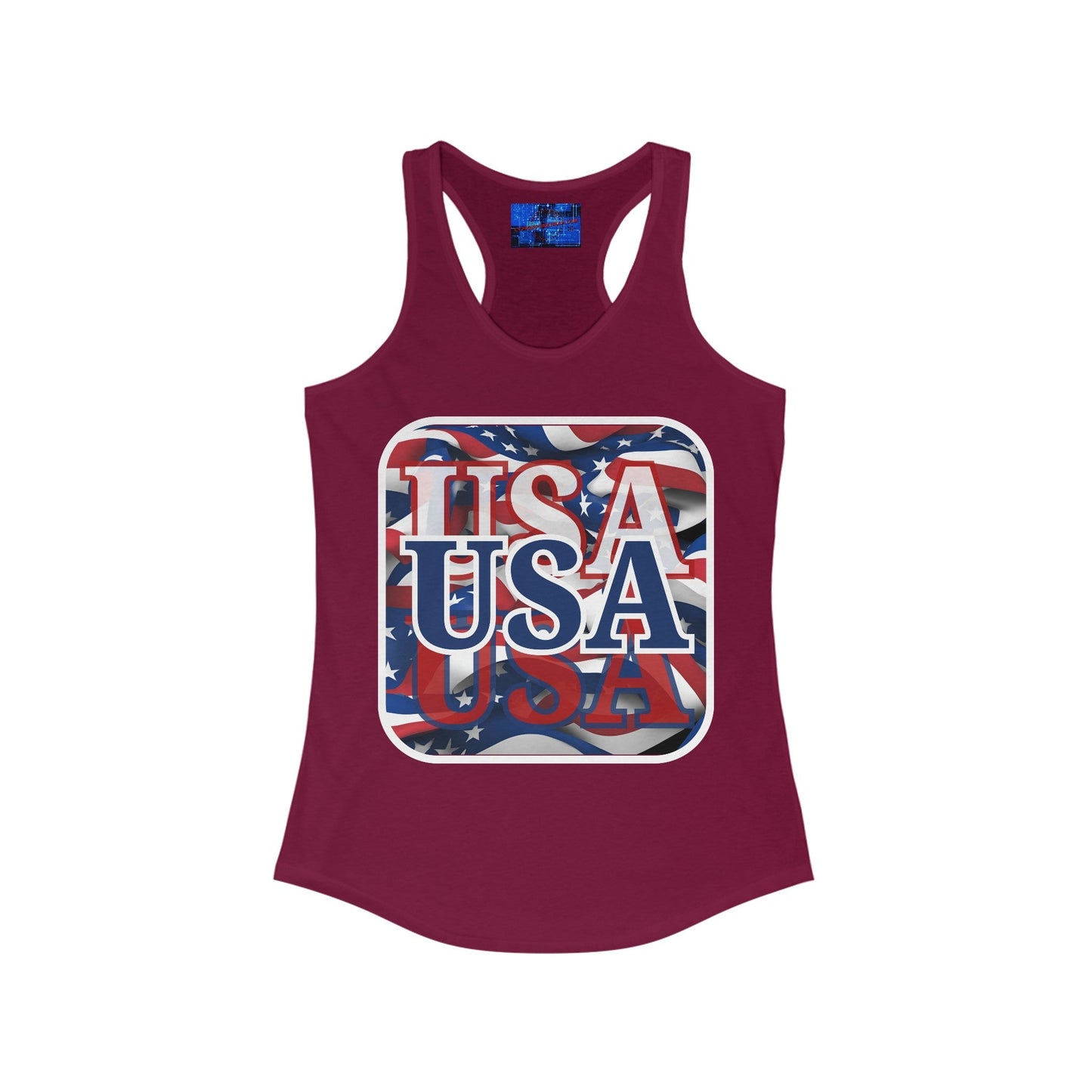Red White and BLUE USA Patriot Women's Racerback Tank Top by cypherpunkgear – cypherpunkgear.com | Cypherpunk Merch