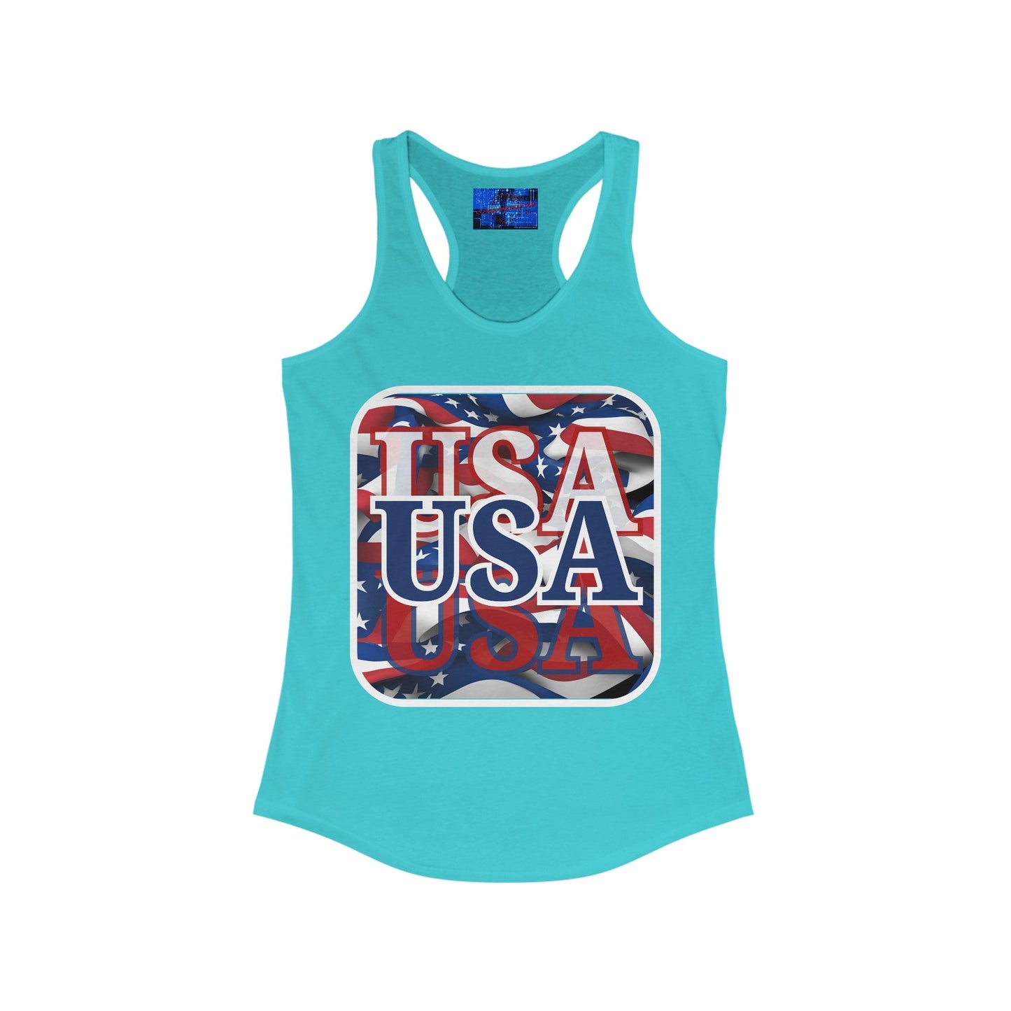 Red White and BLUE USA Patriot Women's Racerback Tank Top by cypherpunkgear – cypherpunkgear.com | Cypherpunk Merch