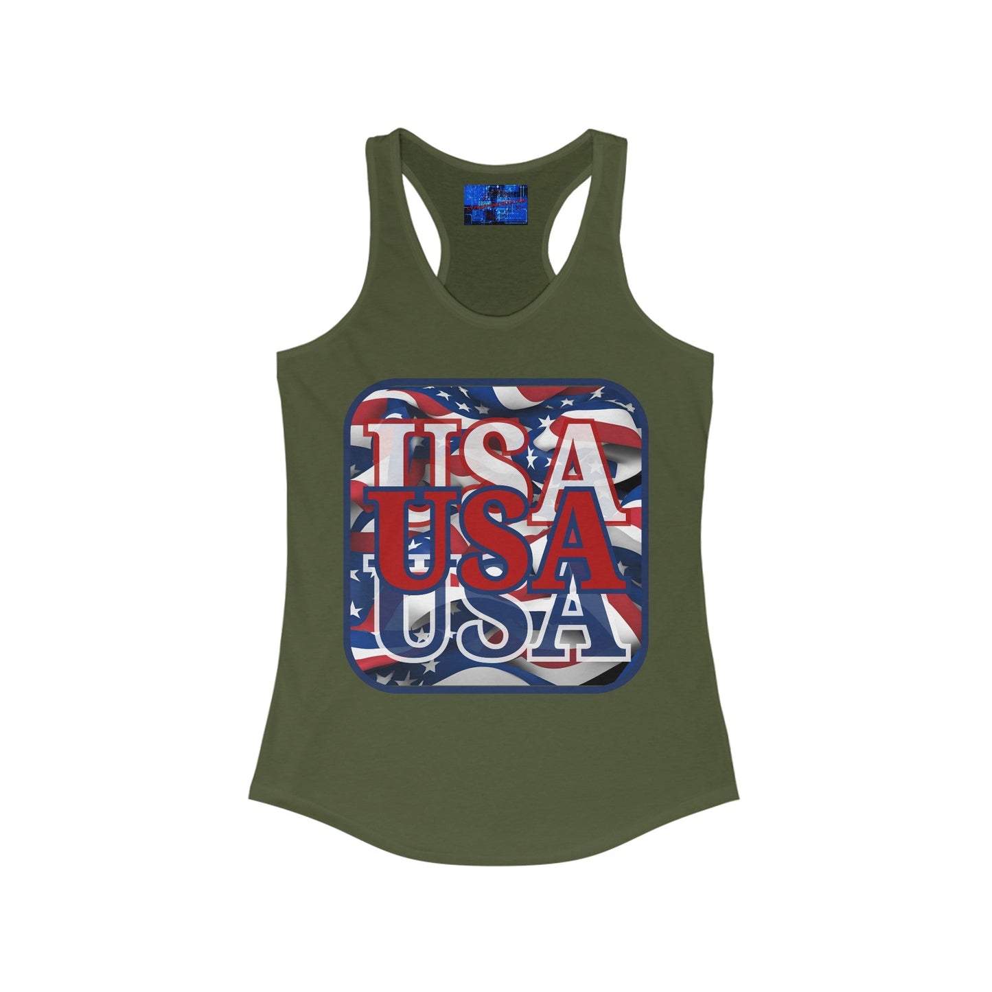 RED White and Blue USA Patriot Women's Racerback Tank Top by cypherpunkgear – cypherpunkgear.com | Cypherpunk Merch
