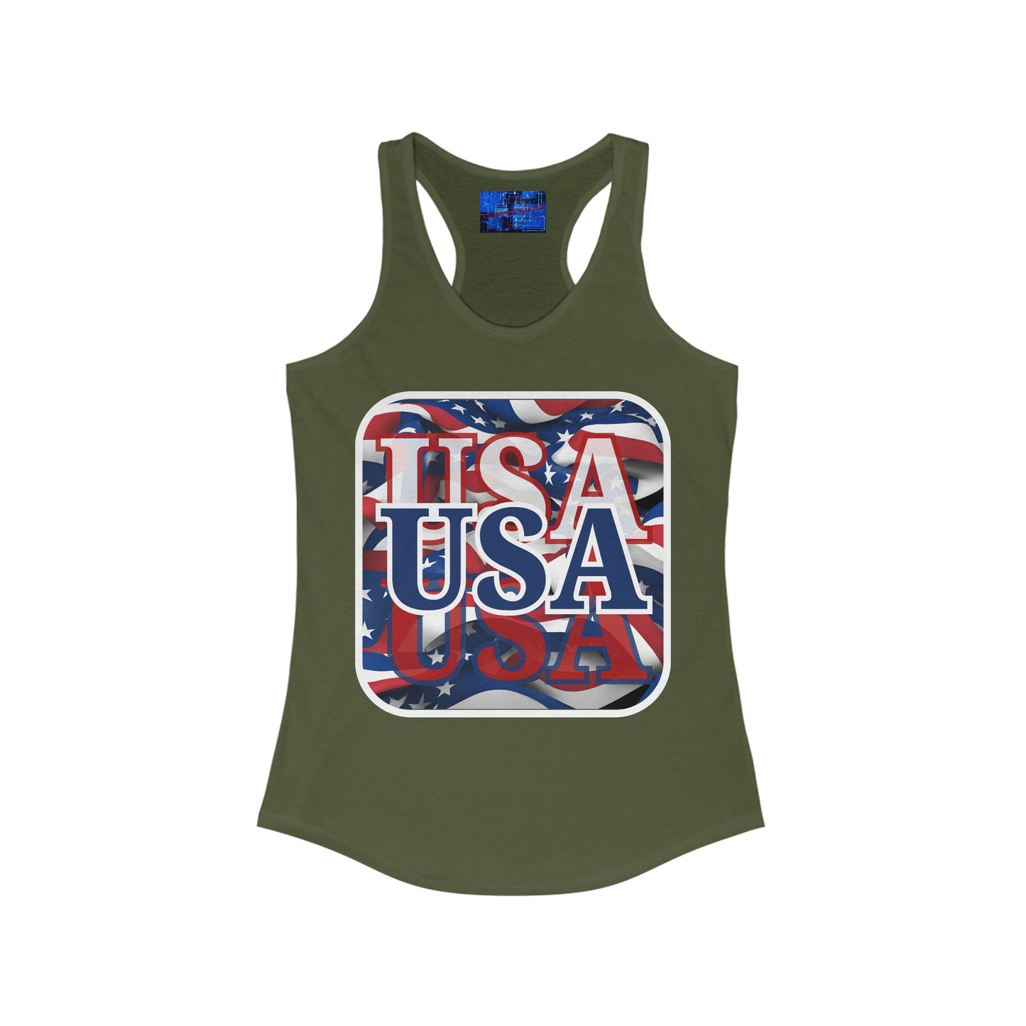 Red White and BLUE USA Patriot Women's Racerback Tank Top by cypherpunkgear – cypherpunkgear.com | Cypherpunk Merch
