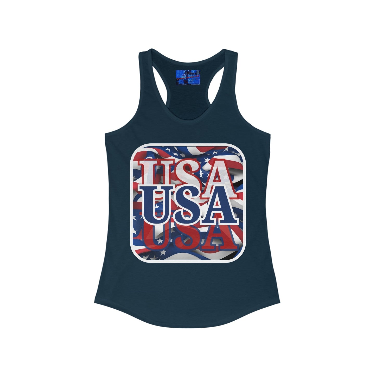 Red White and BLUE USA Patriot Women's Racerback Tank Top by cypherpunkgear – cypherpunkgear.com | Cypherpunk Merch