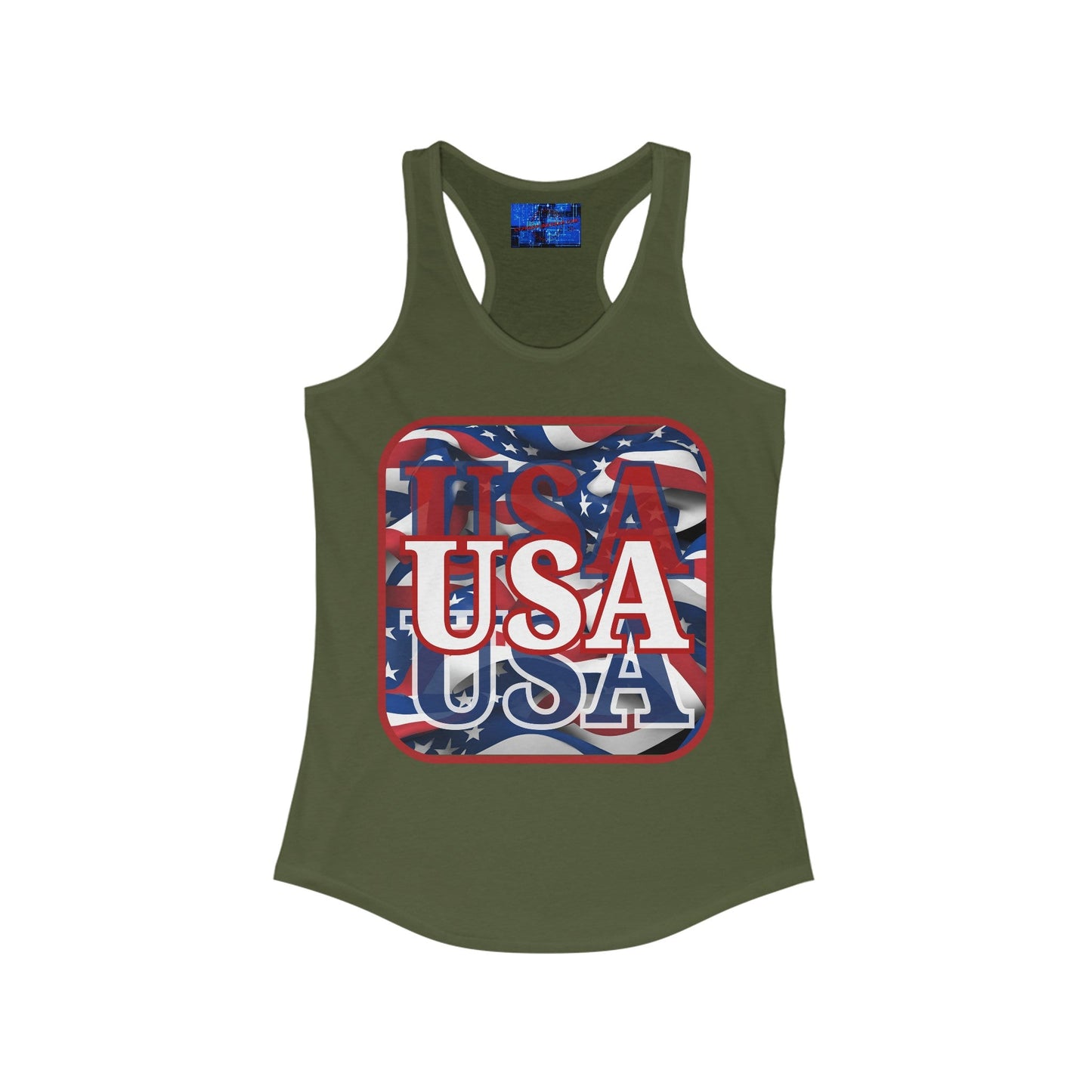 Red WHITE and Blue USA Patriot Women's Racerback Tank Top by cypherpunkgear – cypherpunkgear.com | Cypherpunk Merch