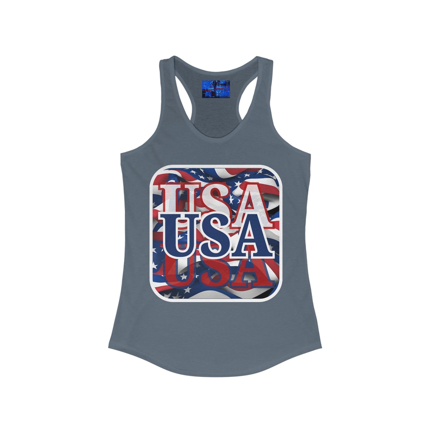 Red White and BLUE USA Patriot Women's Racerback Tank Top by cypherpunkgear – cypherpunkgear.com | Cypherpunk Merch