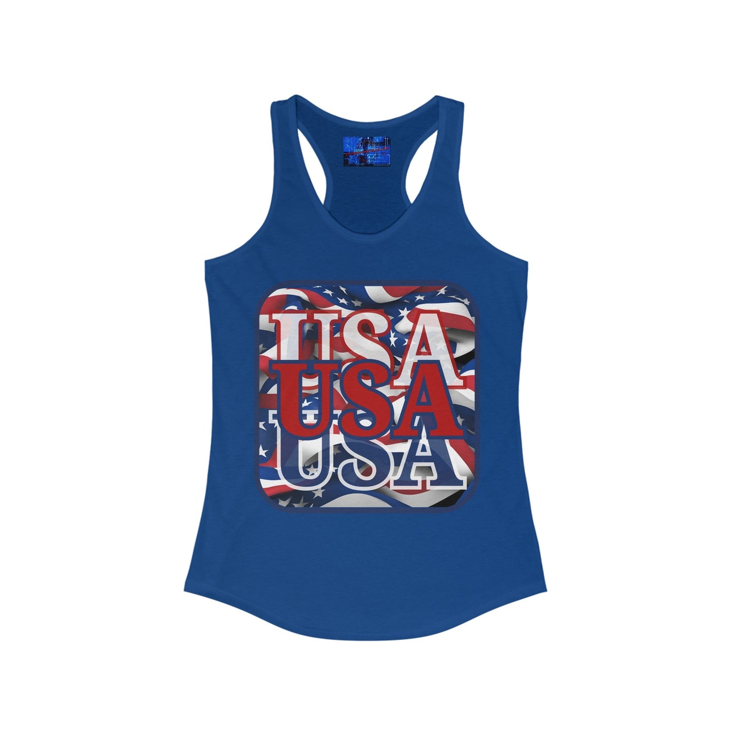 RED White and Blue USA Patriot Women's Racerback Tank Top by cypherpunkgear – cypherpunkgear.com | Cypherpunk Merch