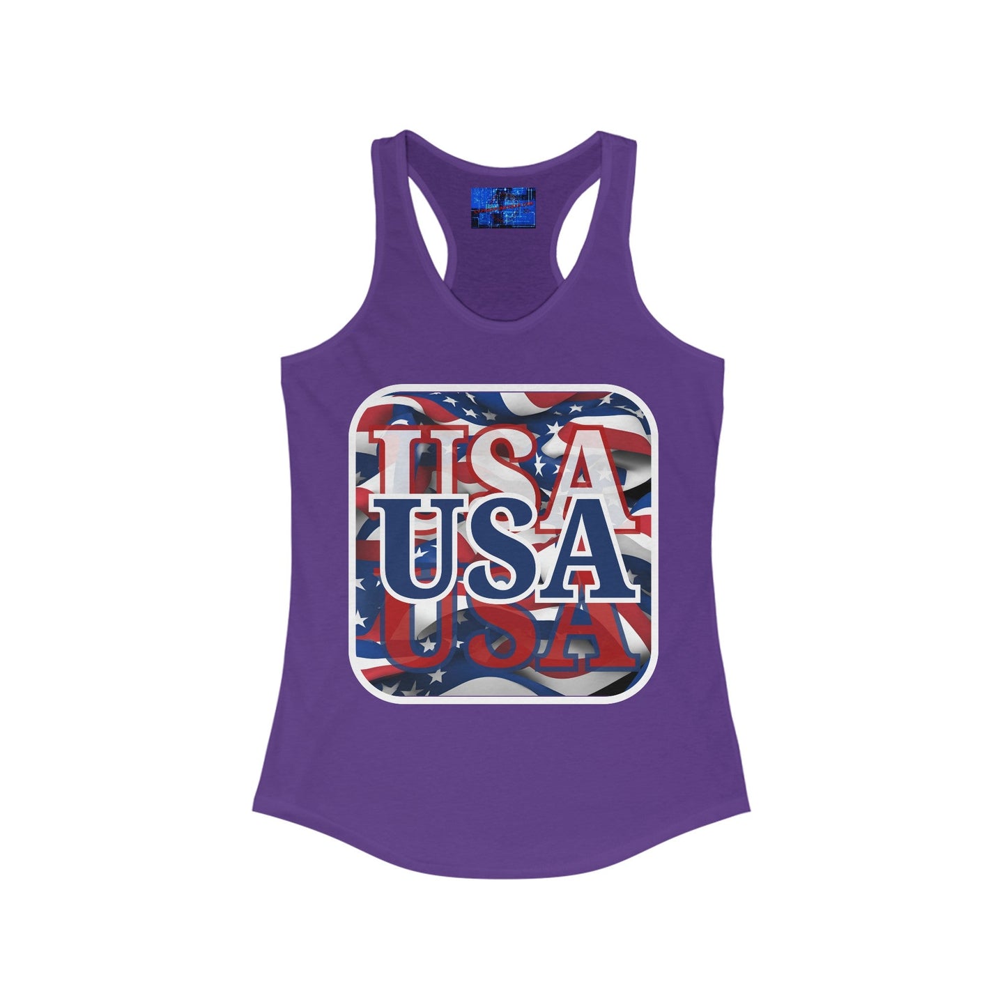 Red White and BLUE USA Patriot Women's Racerback Tank Top by cypherpunkgear – cypherpunkgear.com | Cypherpunk Merch