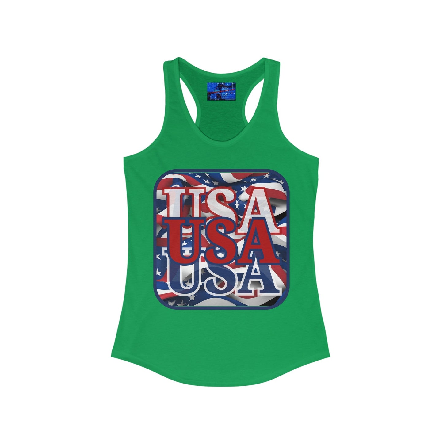 RED White and Blue USA Patriot Women's Racerback Tank Top by cypherpunkgear – cypherpunkgear.com | Cypherpunk Merch