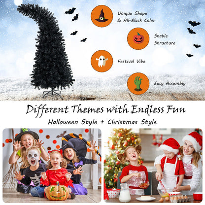 7 Feet Pre-Lit Black Halloween Tree with 8 Flash Modes and 400 Lights