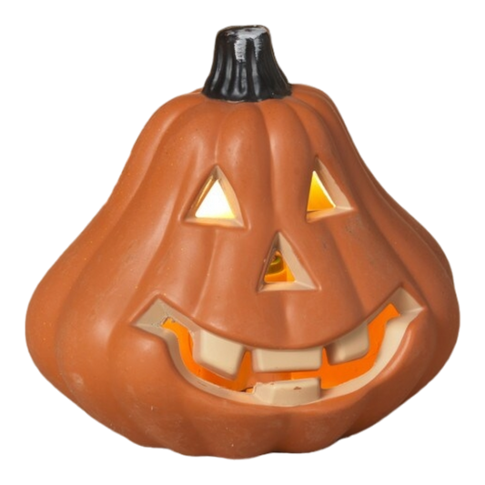 Lighted Halloween Pumpkin - 6 Inch - Wide