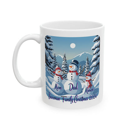 Snowman Family of 3 White Mug by cypherpunkgear – cypherpunkgear.com | Cypherpunk Merch