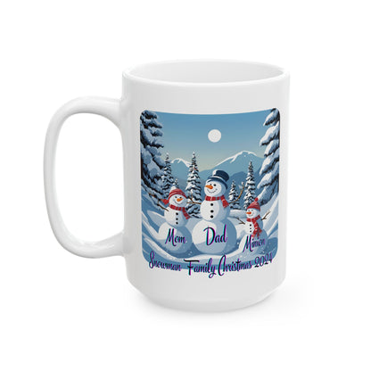 Snowman Family of 3 White Mug by cypherpunkgear – cypherpunkgear.com | Cypherpunk Merch