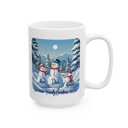 Snowman Family of 3 White Mug by cypherpunkgear – cypherpunkgear.com | Cypherpunk Merch