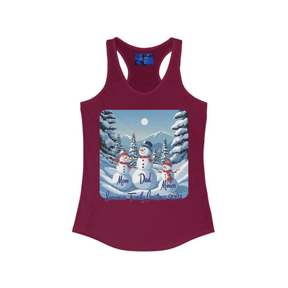Snowman Family of 3 Women's Racerback Tank Top by cypherpunkgear – cypherpunkgear.com | Cypherpunk Merch