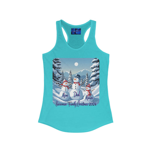 Snowman Family of 3 Women's Racerback Tank Top by cypherpunkgear – cypherpunkgear.com | Cypherpunk Merch