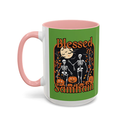 Spooktacular Skeletons of Samhain Accent Mug by cypherpunkgear – cypherpunkgear.com | Cypherpunk Merch