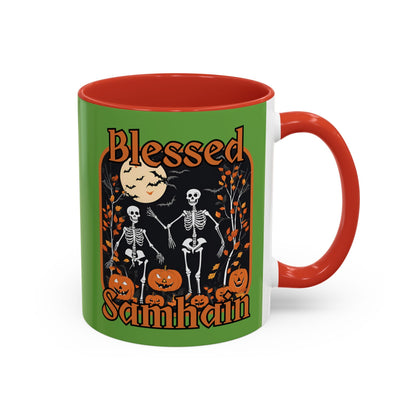 Spooktacular Skeletons of Samhain Accent Mug by cypherpunkgear – cypherpunkgear.com | Cypherpunk Merch