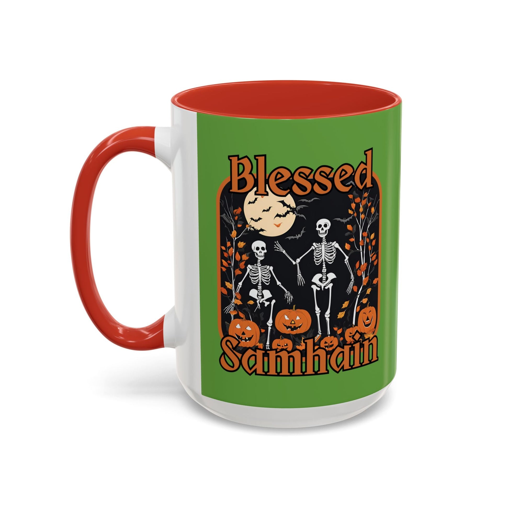 Spooktacular Skeletons of Samhain Accent Mug by cypherpunkgear – cypherpunkgear.com | Cypherpunk Merch