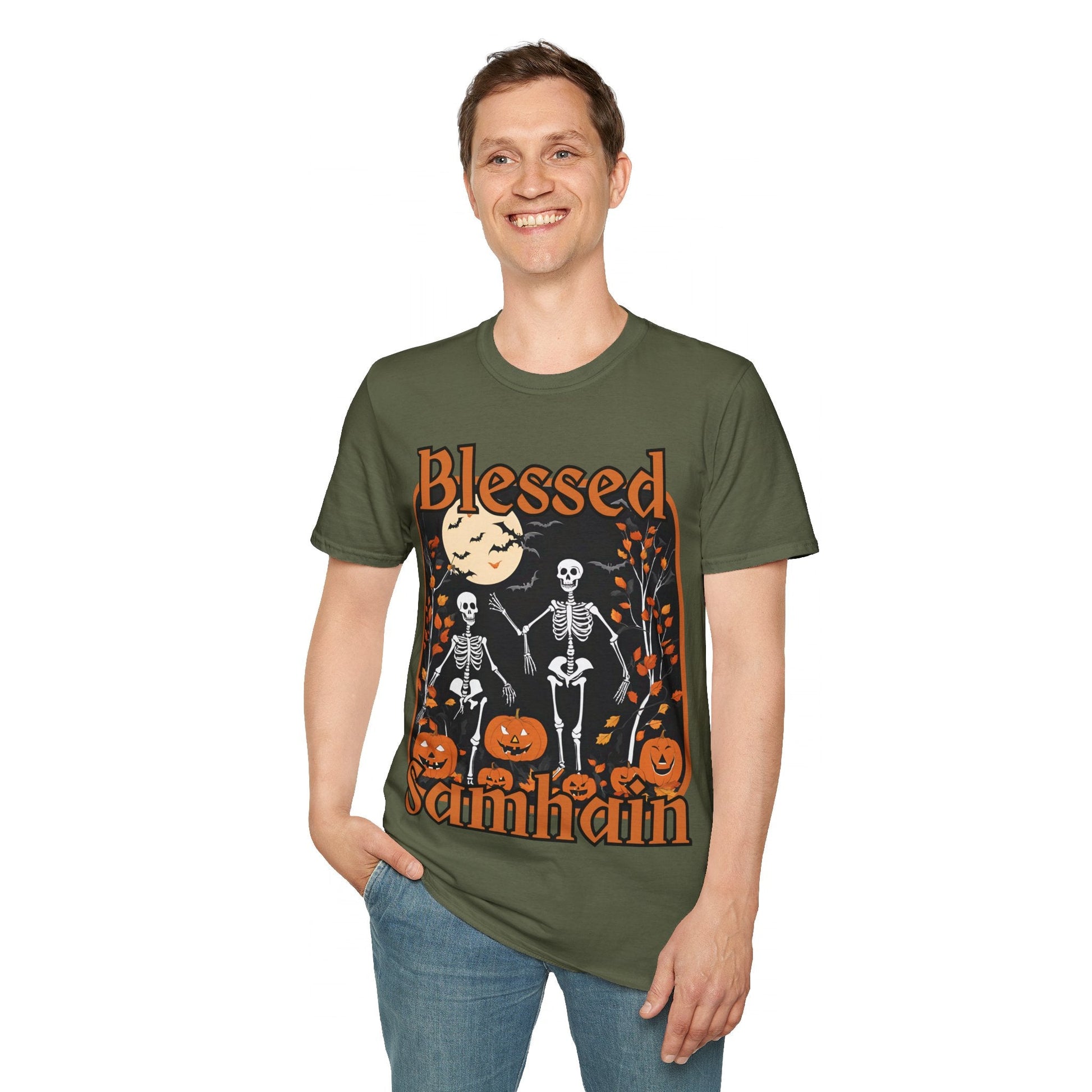 Spooktacular Skeletons of Samhain DKcolors Unisex T-Shirt by cypherpunkgear – cypherpunkgear.com | Cypherpunk Merch