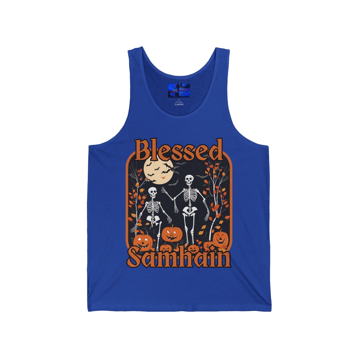 Spooktacular Skeletons of Samhain Unisex Jersey Tank Top by cypherpunkgear – cypherpunkgear.com | Cypherpunk Merch