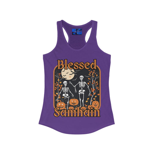 Spooktacular Skeletons of Samhain Women's Racerback Tank Top by cypherpunkgear – cypherpunkgear.com | Cypherpunk Merch