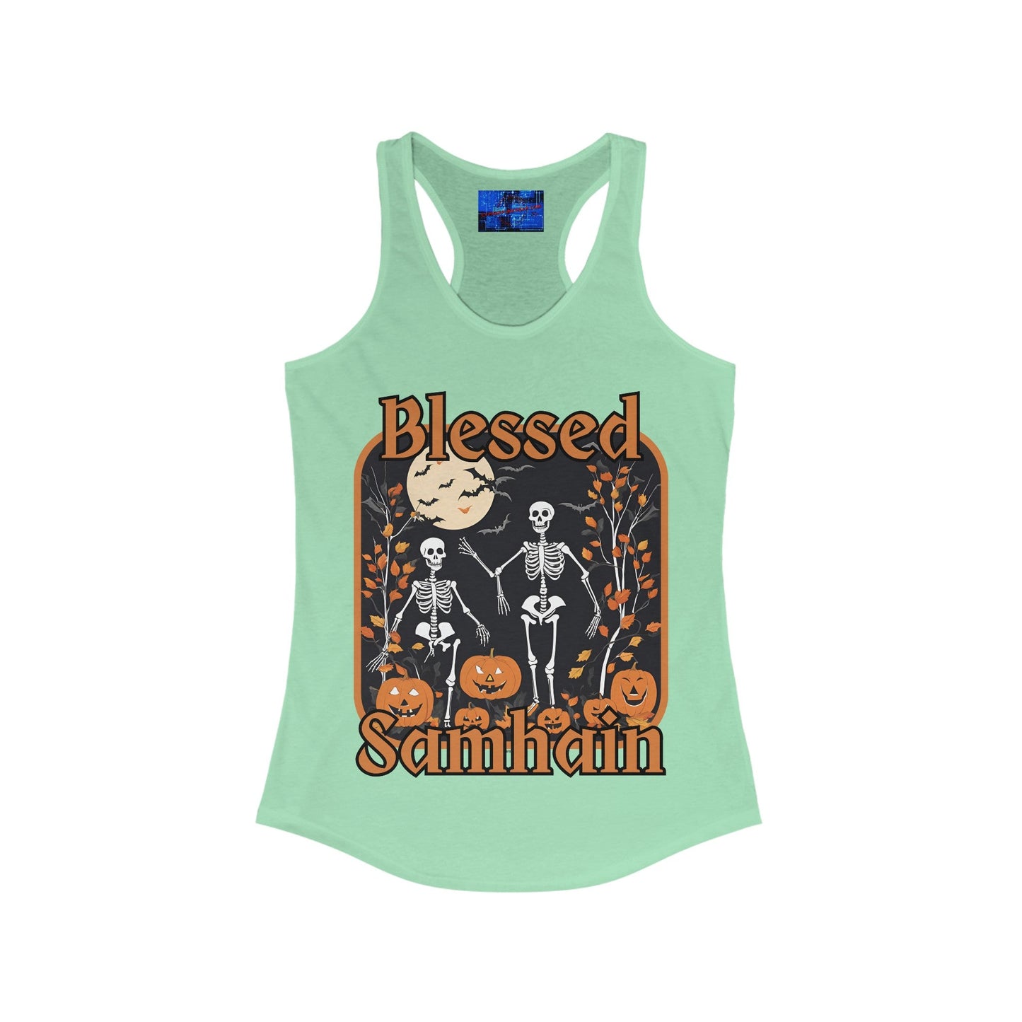 Spooktacular Skeletons of Samhain Women's Racerback Tank Top by cypherpunkgear – cypherpunkgear.com | Cypherpunk Merch