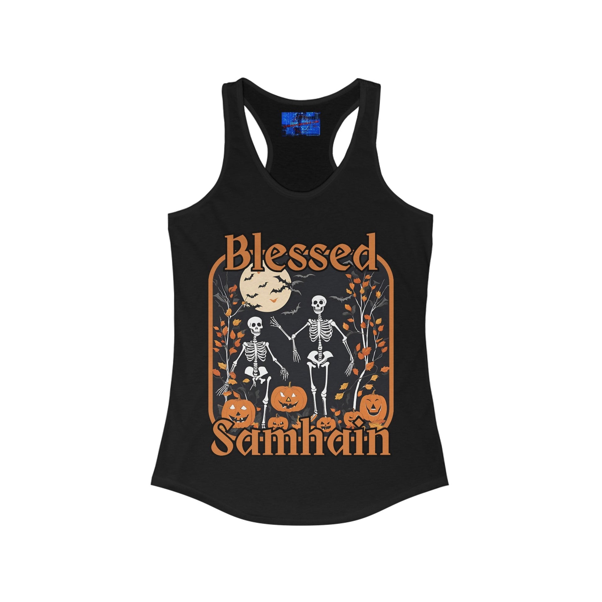 Spooktacular Skeletons of Samhain Women's Racerback Tank Top by cypherpunkgear – cypherpunkgear.com | Cypherpunk Merch