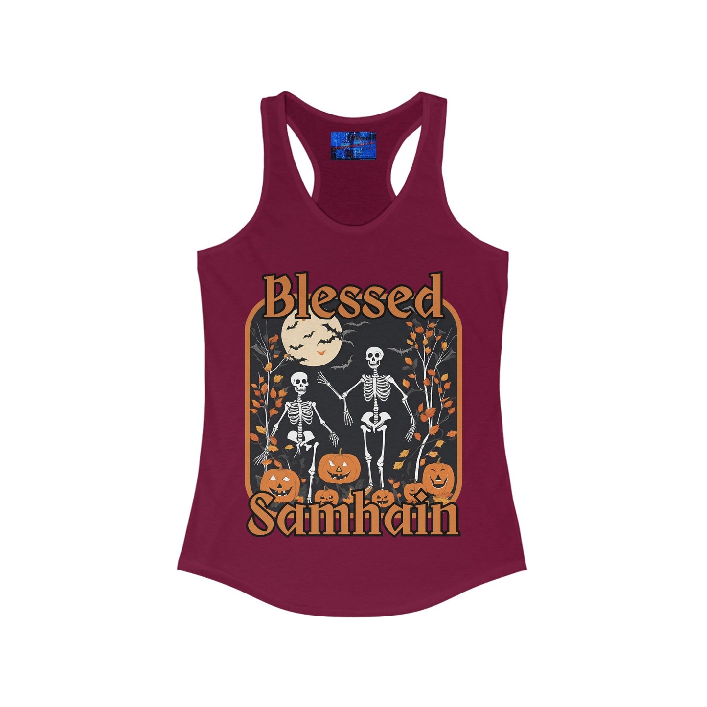 Spooktacular Skeletons of Samhain Women's Racerback Tank Top by cypherpunkgear – cypherpunkgear.com | Cypherpunk Merch